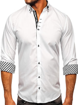 Біла чоловіча сорочка з довгим рукавом Bolf 3762