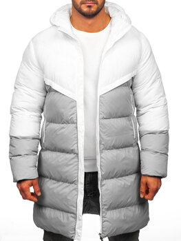 Біло-сіра довга чоловіча зимова куртка Bolf CS1007