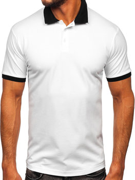 Біло-чорна чоловіча футболка поло Bolf 0003