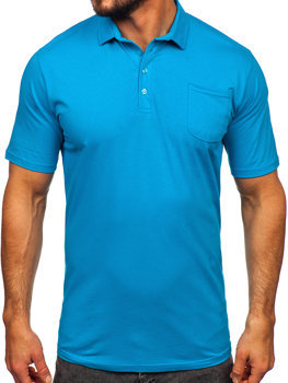 Бірюзова чоловіча бавовняна футболка-поло Bolf 143006