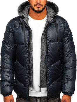Графітова стьобана куртка чоловіча зимова Bolf B2906