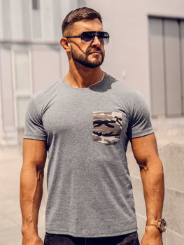 Графітова чоловіча футболка з кишенею з камуфляжним принтом Bolf 8T85A