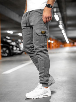 Сірі чоловічі спортивні штани джоггери-карго Bolf JX8709A
