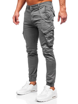 Сірі чоловічі тканинні штани джоггери-карго Bolf SK850