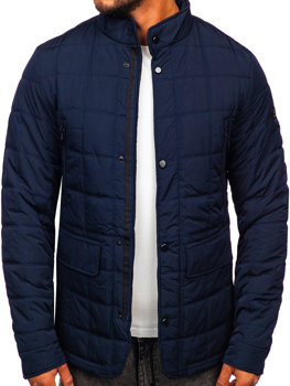 Темно-синя стьобана демісезонна чоловіча куртка Bolf 22M16