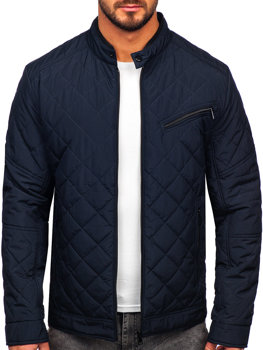 Темно-синя стьобана демісезонна чоловіча куртка Bolf 22M306