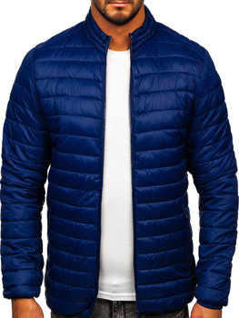 Темно-синя стьобана демісезонна чоловіча куртка Bolf LY33