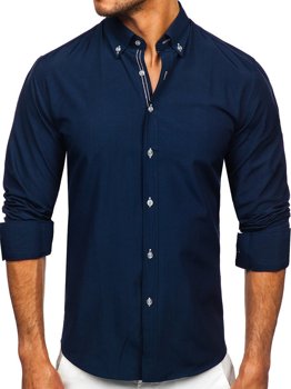 Темно-синя чоловіча сорочка з довгим рукавом Bolf 20720