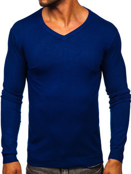 Темно-синій чоловічий светр з V-подібним вирізом Bolf MMB601