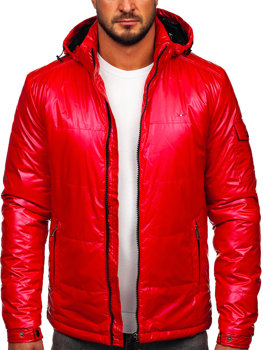 Червона чоловіча стьобана демісезонна спортивна куртка Bolf 2137