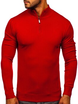 Червоний чоловічий светр з коміром-cтійка Bolf YY08
