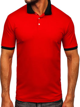 Червоно-чорна чоловіча футболка поло Bolf 0003