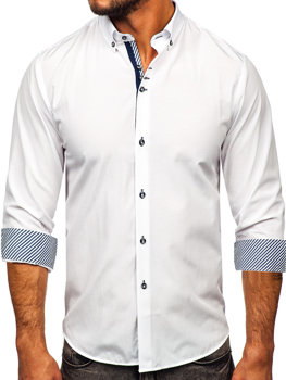Чоловіча елегантна сорочка з довгим рукавом біла Bolf 5796-1