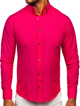 Чоловіча елегантна сорочка з довгим рукавом рожева Bolf 5821-1