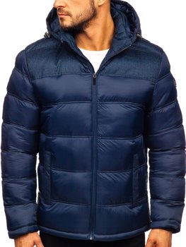 Чоловіча зимова спортивна куртка стьобана темно-синя Bolf AB72