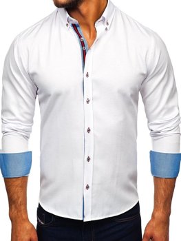 Чоловіча сорочка елегантна з довгим рукавом біла Bolf 5801-а