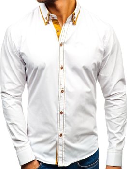Чоловіча сорочка з довгим рукавом біла Bolf 3703