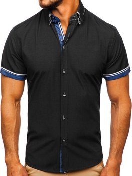 Чоловіча сорочка з коротким рукавом чорна Bolf 2911-1