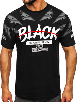 Чоловіча футболка з принтом чорна Bolf 14208