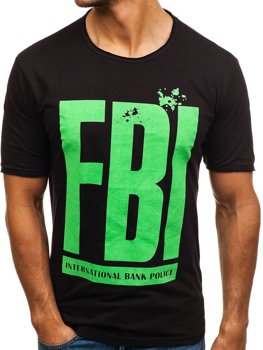 Чоловіча футболка з принтом чорна Bolf 6295