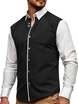 Чорна елегантна чоловіча сорочка з довгим рукавом Bolf 6919