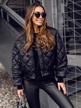 Чорна жіноча стьобана куртка-бомбер Bolf J9089A