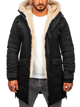 Чорна куртка чоловіча зимова парка Bolf 22M50