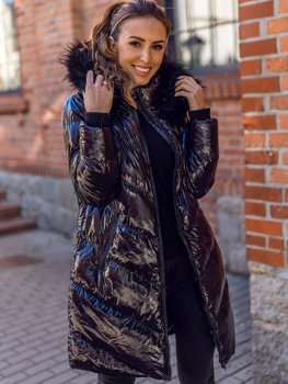 Чорна стьобана жіноча зимова куртка з капюшоном Bolf 23069