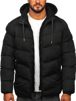 Чорна стьобана куртка чоловіча зимова Bolf 7325