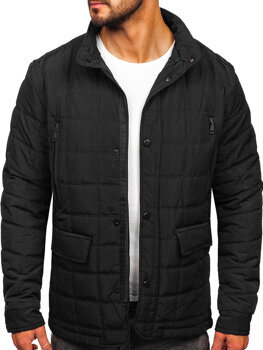 Чорна стьобана чоловіча демісезонна куртка Bolf 5M709