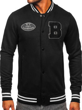 Чорна чоловіча бейсбольна куртка-бомбер без капюшона BOLF MF2018
