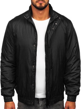 Чорна чоловіча демісезонна куртка з прихованим капюшоном Bolf 5M3102