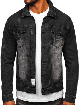 Чорна чоловіча джинсова куртка Bolf MJ525N