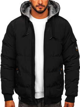 Чорна чоловіча зимова стьобана куртка Bolf 7408