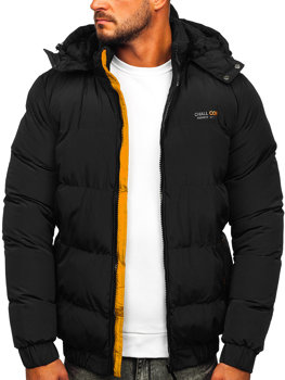 Чорна чоловіча стьобана зимова куртка Bolf 6904