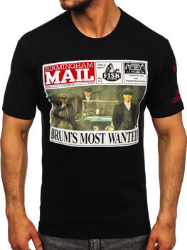 Чорна чоловіча футболка з аплікаціями Bolf 2826