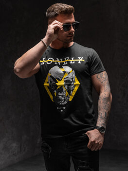 Чорна чоловіча футболка з принтом Bolf Y70011