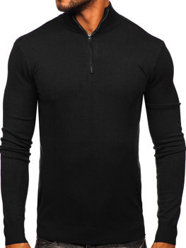 Чорний чоловічий светр з коміром-стійкою Bolf MM6007
