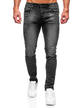 Чорні чоловічі джинсові штани slim fit Bolf MP0057N