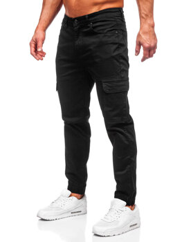 Чорні чоловічі тканинні штани джоггери-карго Bolf S201