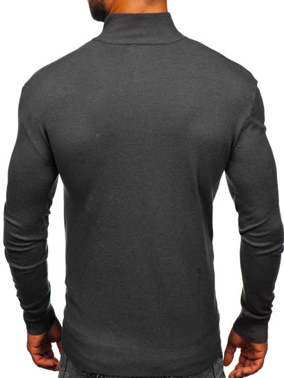 Антрацитовий чоловічий светр з коміром-стійкою Bolf MM6007