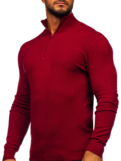 Бордовий чоловічий светр з коміром-стійкою Bolf MM6007