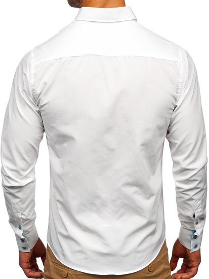 Біла чоловіча сорочка з довгим рукавом Bolf 20725