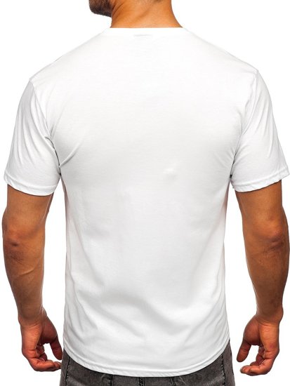 Біла чоловіча футболка з принтом Bolf 0303