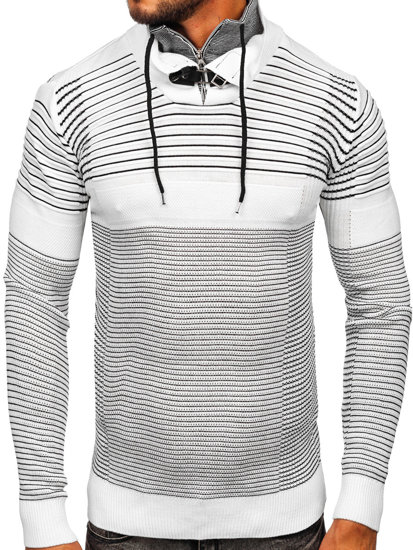 Білий чоловічий светр з коміром-стійкою Bolf 1038
