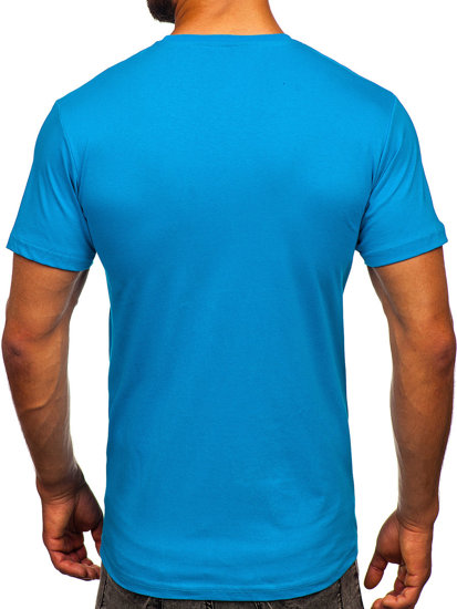 Бірюзова чоловіча футболка з принтом Bolf 14701