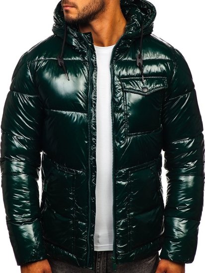 Зелена стьобана зимова чоловіча спортивна куртка Bolf 973