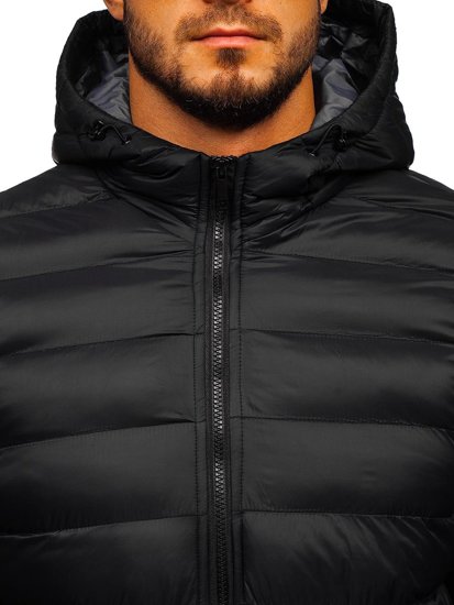 Куртка чоловіча демсезонна спортивна стьобана чорна Bolf JP1101