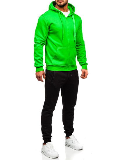 Світло-зелений чоловічий спортивний костюм з толстовкою на блискавці з капюшоном Bolf D004