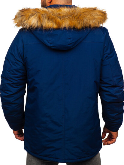 Темно-синя куртка чоловіча зимова парка Аляска Bolf WX032C